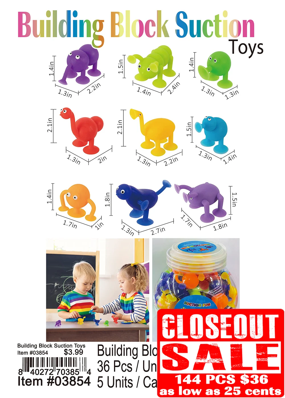 Building Block Suction Toys - Closeout 144 Pcs.